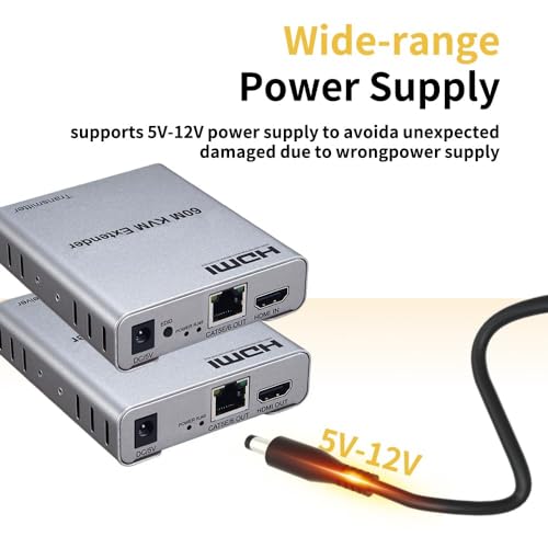 Image of Tobo HDMI KVM USB Extender 1080P 60Hz, HDMI KVM USB Extender Over Cat5 /6 Ethernet Cable Signal Extension to 196FT /60M Support IR Control,TD-539H