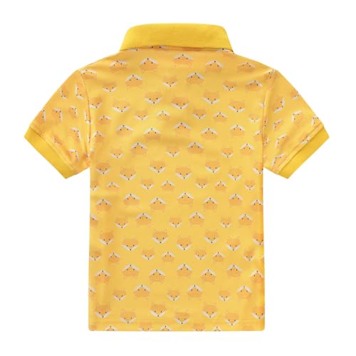 Kids Boys Polo Shirt Breathable Short Sleeve Classic Polos Toddler Tropical Floral Graphic Shirt (Yellow-4, 3-4 Years)2