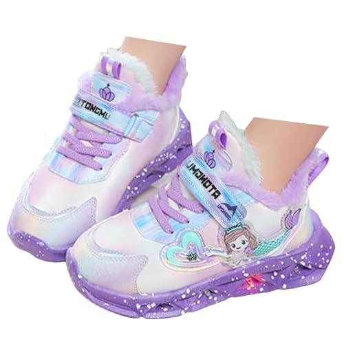 IWIHMIV Girls' Sneakers Girl Tennis Shoes Lightweight Slip On Running Shoes Light Up Warm Shoes Walking Shoes for Toddler3