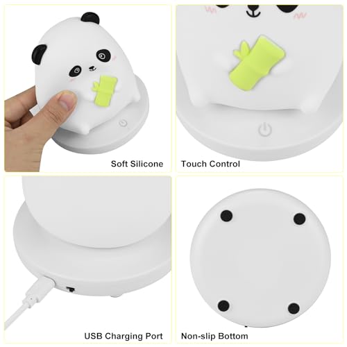 twirush LED Children Night Light, Cute Panda Night Light Silicone Panda Nightlight with Touch Sensor - Image 3