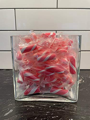 RiverFinn Mini Old Fashioned Candy Cane Sticks, BUBBLE GUM FLAVOR, Pink & White, Wrapped, Bulk/Wholesale, Great for Christmas Stockings, Baby Showers, Candy Buffets & Bowls, Gifts, Baking, Entertaining & More! (2 Pounds)