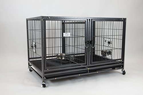 Homey Pet-43 All Metal Open Top Stackable Heavy Duty Cage(Upper) w/Floor Grid, Tray, Divider, and Feeding Bowl - Image 4