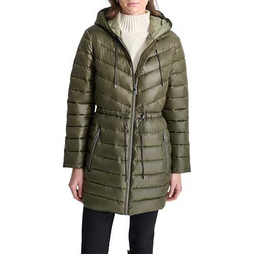 DKNY Women's Bib-Front Light-Weight Puffer, Loden2