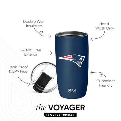 Image of Simple Modern New England Patriots Coffee Mug with Flip Lid | 16oz | NFL
