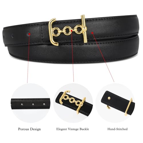 Image of Aurolran Women's Leather Belt with Buckle - Ideal for Dresses, Jeans, and Coats