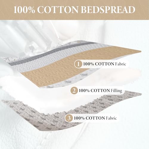 Bedduvit 100% Cotton 120"x120" Oversized King Bedspread - Farmhouse Rustic Floral Striped Patchwork Extra Wide King Quilt Set, Lightweight Reversible Bedspreads for All Season, 3pcs, Yellow/Gray/White - image 4