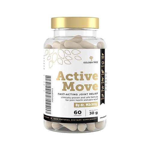 Golden Tree Active Move – Complemento Articulaciones con Boswellia, Ácido Hialurónico, Colágeno UC-II y Vitamina C – Cápsulas de Soporte Articular – 60 Cápsulas