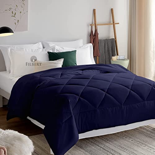 Image of Filbert Microfiber 250 GSM Diamond Stitch Double Bed Comforter Blanket for All Season Light Weight (90 inch x 100 inch Inches /228cm x 254cm) - Comforter Double Bed|Navy Blue