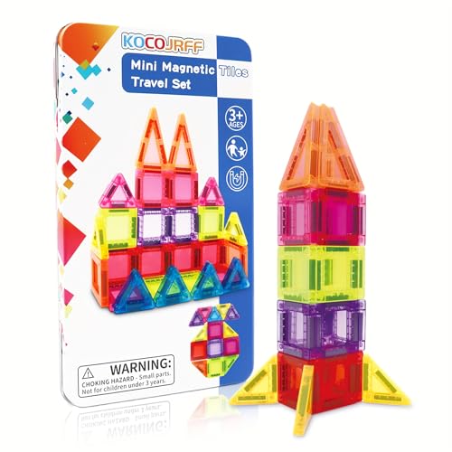 57PCS Magnetic Tiles Mini Travel Kids Set, Educational Learning Sensory Toys,Preschool Classroom Magnetic Blocks Building Kids Toys & Games, for 3-8 Year Boys Girls Birthday Gift