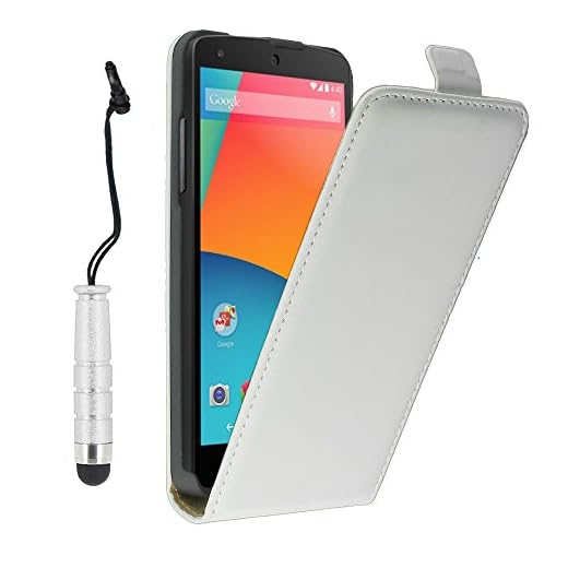 ebestStar – kompatibel med LG Nexus 5 skal E980 PU konstläder fodral med vikning, mobilskal skyddsfodral Case Cover + mini penna, vit [Telefon: 137,84 x 69,17 x 8,59 mm, 5,5 tum]