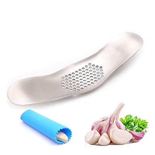 ToSSme Garlic Rocker Crusher Mincer Press Dishwasher Safe Stainless Steel Garlic Crusher Press