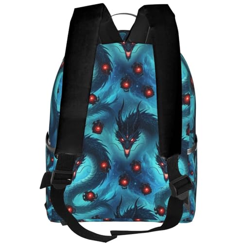 Casual Rucksack Big Capacity, Padded Straps Anti Theft Blue Dragon Chinese Painting Bookbag for Travel Camping3