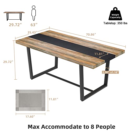 STHOUYN-71-6ft-Large-Dinner-Table-for-6-8-Seat-Dining-Room-Table-Rectangular-Farmhouse-Modern-Kitchen-Long-Black-Brown-Industrial-Conference-Brown STHOUYN 71 6ft Large Dinner Table for 6 8 Seat Dining Room Table Rectangular Farmhouse Modern Kitchen Long Black Brown Industrial Conference Brown