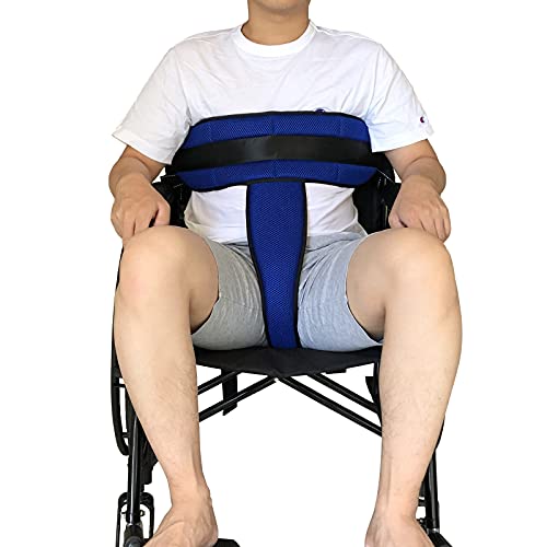 Wheelchair Seat Belt Restraint Safety Harness Chest Cross Strap Chair Lap Belts, Adjustable Fall Protection Harness & Mesh Breathable Fall Arrest System for Patient and Elderly Caring