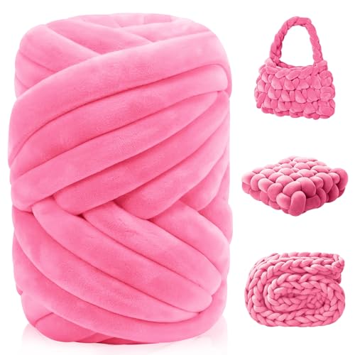 Hilo Tubular Grueso 500g XXL 20M Ovillo Lana Gorda Gruesa para Tejer a Mano con las Manos para Ganchillo Alfombras Manta Almohadas Cestas Mochilas Manualidades Sombrero Bufanda DIY