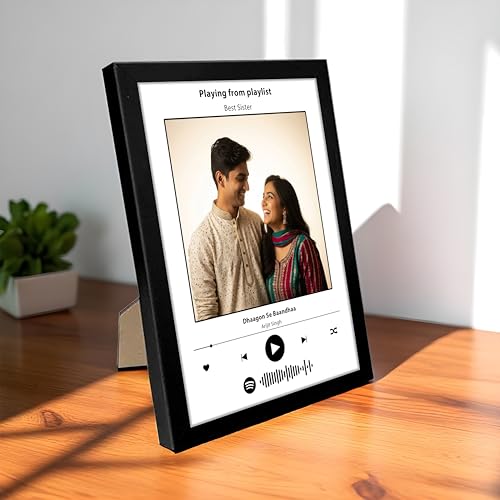 Image of Customized Photo and Song Spotify Frame, Personalized Frame with scannable Code | Birthday | Valentine Day | for Mothers, Friends, Husband, Customized Rakhi Gift