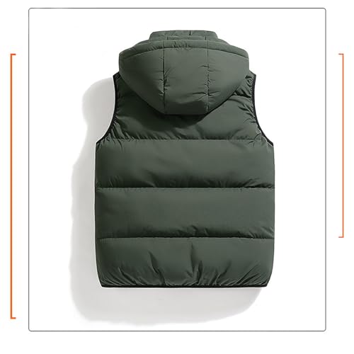 Men's Puffer Hooded Vest Thickened Padded Outdoor Detachable Hood Zipper Wear with Pockets for Casual for Autumn Winter2