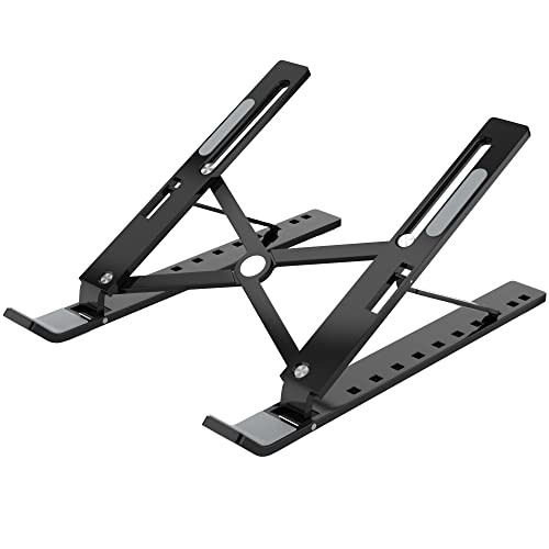 Image of APPUCOCO Laptop Stand for Desk, Adjustable Portable Laptop Holder, Foldable Computer Stand Anti-Slip Laptop Riser Compatible with Upto 15.6 inch(39.62cm) Laptops-Black