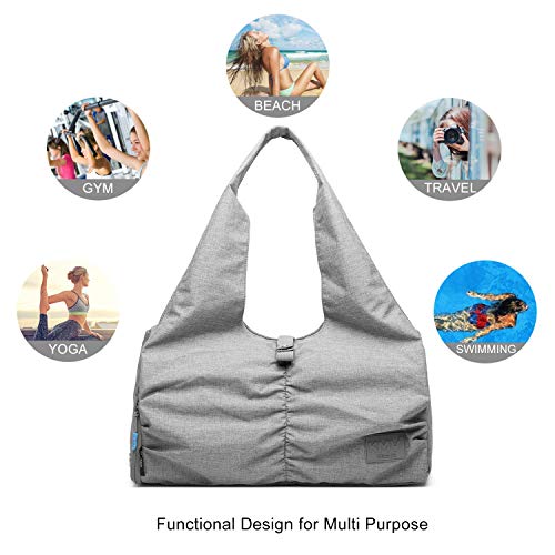 Y.u.m.c. Travel Yoga Gym Bag For Women, Carrying Workout Gear, Makeup, And Accessories, Shoe Compartment And Wet Dry Storage Pockets（Medium，Grey） #TOP2