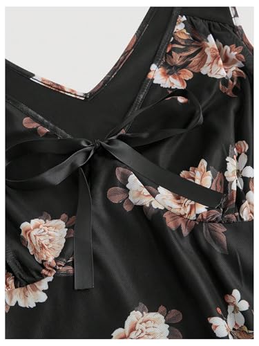 Image of Verdusa Women's Plus Size Floral Mesh Bodycon Fishtail Wedding Guest Dress Deep V Neck Sleeveless Dress