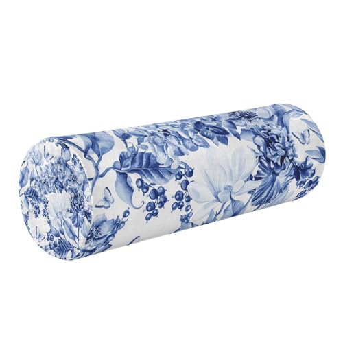 QwThum Neck Roll Pillow Bolster Pillow Round Health Memory Foam Pillow Long Round Cervical Roll Cylinder Bolster Body Pillow with Removable Washable Cover Bolster Pillow for Bed Legs Back Yoga