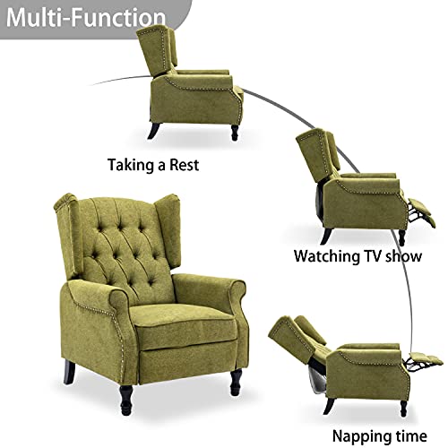 Altrobene Wingback Recliner Chair, Modern Accent Arm Chair For Living Room/Bedroom/Office/Home Theater, Dark Green #TOP6