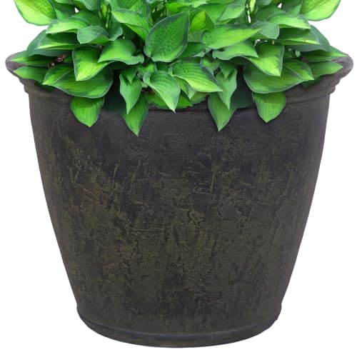 Sunnydaze Anjelica 24'' Large Plastic Planter Pot for Plants, Sable | 19-Gallon Capacity, Large Plastic Planter for Outd