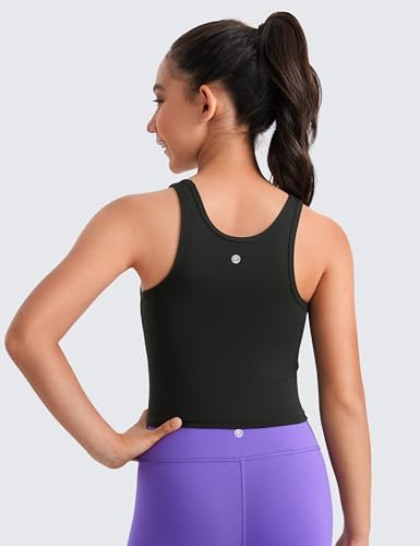 CRZ YOGA Girls Butterluxe Double Lined Tank Tops Crew Round Neck Racerback Teen Kid Workout Casual Dance Crop Sleeveless2