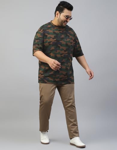 Image of Veirdo 100% Pure Cotton Oversized Loose Baggy Fit Drop Shoulder Paisley Printed Plus Size T-Shirt for Men (Sizes: 2XL to 5XL)