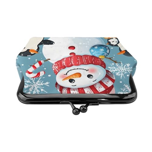 Pu Leather Buckle Coin Purse Snowman-Penguin-Christmas-Cane Girls Kiss-Lock Change Purse Wallets2