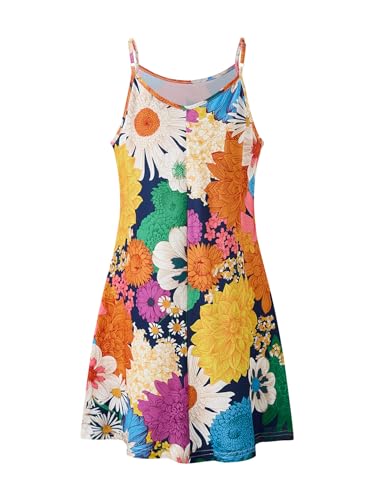 New 6-14 Years Girls Summer Dress Casual Spaghetti Strap A-Line Sundress with Adjustable Straps3