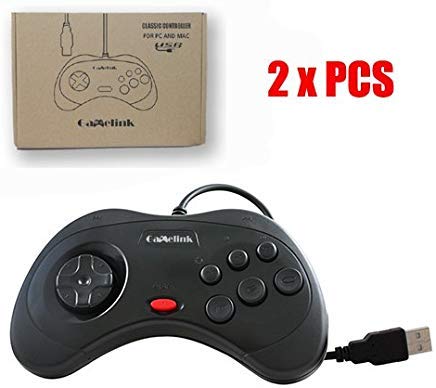 Childhood 2PCS USB Classic Controller Joy Pad for Saturn PC & MAC Black