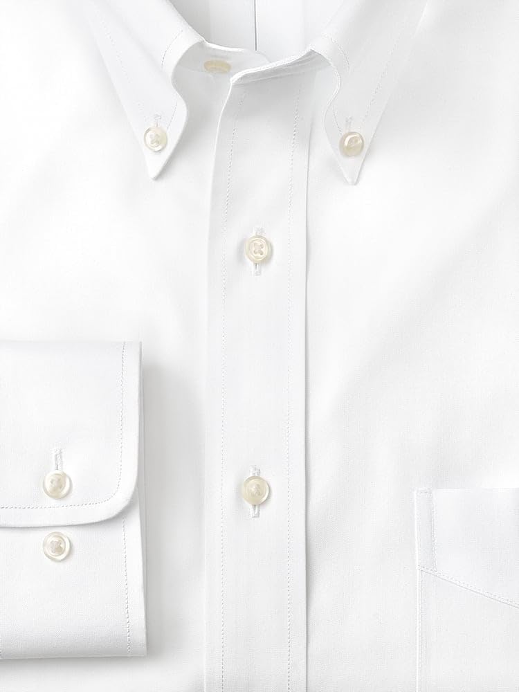 Paul Fredrick Men's Tailored Fit Cotton Non-Iron Pinpoint Cotton Dress Shirt - Image 6