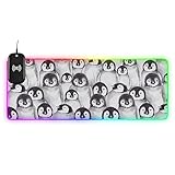Cute Baby Penguins Wireless Charging Mouse Pad for Mobile Phone Extra Large Gaming Mousepad with 13 Lighting Modes Mouse Mat for Gaming MacBook PC Laptop Desk Home Office