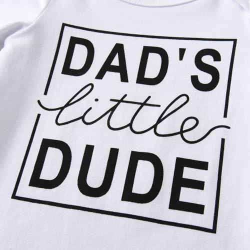 Baby Boy Clothes Set Newborn Long Sleeve Dad's Little DUDE Print Tops Pants Hat Infant Boys 3Pcs Outfit Sets3