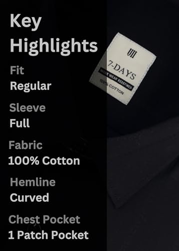 Image of 7-DAYS Premium Men's Formal Shirts - Cotton, Self-Design, Full Sleeve, Regular Fit, with Pocket, Stylish Office Shirts for Men