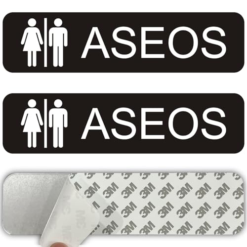 ROUMIO 2 Peças cartazes auto-adesivos de alumínio para homem e mulher - 5 x 20 cm - Padrões atraentes - Robustos e duráveis (sinal de higiene para mulher| homem)