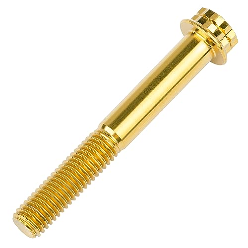 Image of Titanium Flange 12 Point Head M8 x15 20 25 30 35 40 45 50 55 60 65 80mm Screw Bolt Pack of 4 (Gold, M8x80mm)