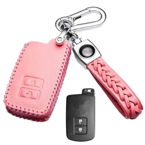 REENEW 用のトヨタ プリウス 30系 アクア ヴィッツ カローラ 86 など レザー スマート キーケース キーカバー スタイリッシュ オシャレ 汚れ 滑り 傷 防止 (ピンク,スマート2キー)