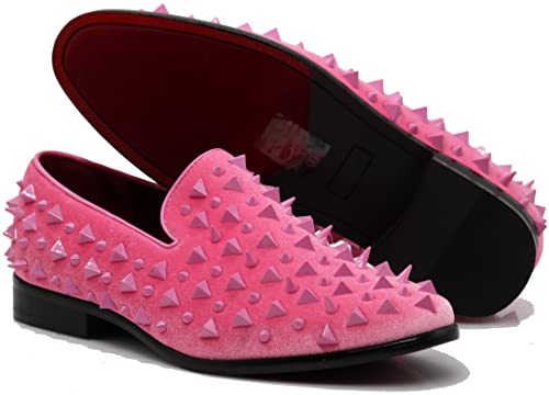 Image of SPK16 Men's Vintage Spike Dress Loafers Slip On Fashion Shoes Classic Tuxedo Dress Shoes