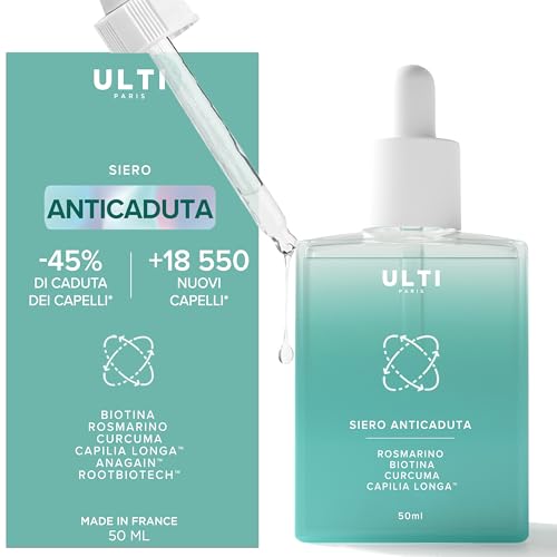 ULTI Paris Siero anticaduta -45% + 18550 Capelli in 3 mesi Biotina + Rosmarino + Capilia Longa, rinforza e densa. Per uomo e donna.