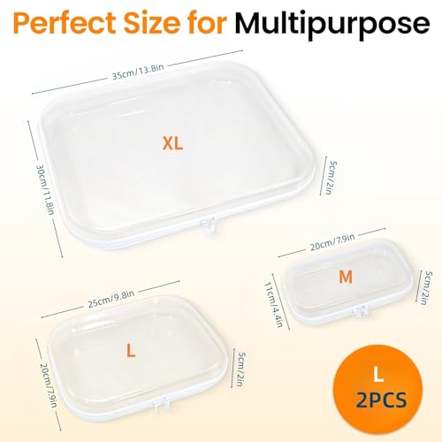 Image of 2PCS Thickened Clear Hard Shell Zipper Case,Professional-Grade Plastic Clear Zipper Pencil Case, Toiletry Pouch, Travel Organizer, Cosmetic Bag, Toy Storage Bins (2PCS-L)