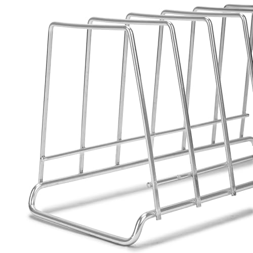 Image of Namani 6 Section Stainless Steel Plate Stand | Dish Organizer Rack for Kitchen Cabinet & Countertop | Rust Proof Plate Holder for Dishes, Thali & Lids (Silver)