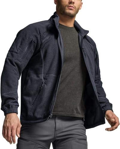 Image of CQR Men's Full-Zip Tactical Jacket, Soft Warm Military Winter Fleece Jackets, Outdoor Coats with Zipper Pockets