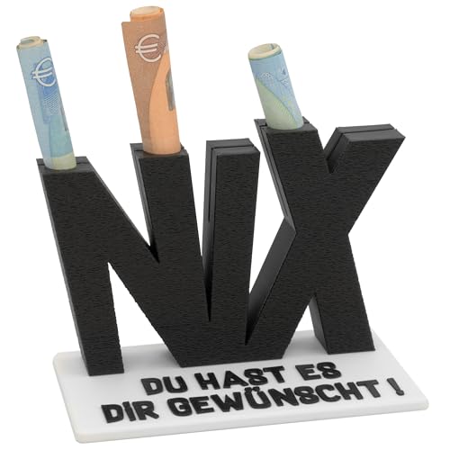 Nix Geldgeschenk, Geschenk, originelle Geschenkidee, mit Öffnungen für Geldscheine oder eine Karte – für Geburtstag, Hochzeit, Weihnachten – für alle, die sich nichts wünschen – Made in Germany Nix Geldgeschenk, Geschenk, originelle Geschenkidee, mit Öffnungen für Geldscheine oder eine Karte – für Geburtstag, Hochzeit, Weihnachten – für alle, die sich nichts wünschen – Made in Germany