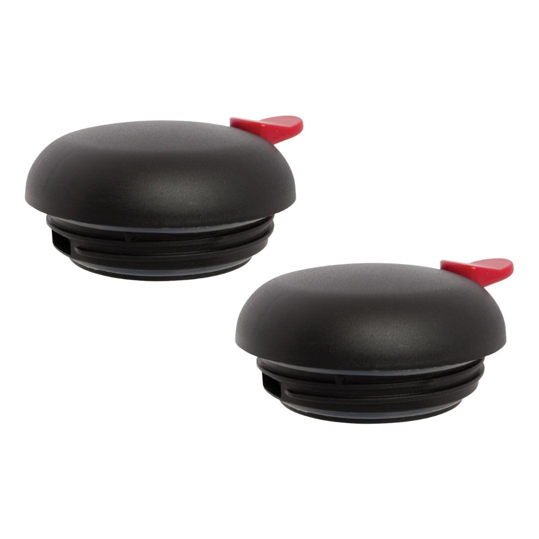 Soro Essentials Set of 2 Push Button Carafe Lids - Fits 1.2/1.5/2.0L Thermal Carafes - Black Plastic Lids for Hot Beverages