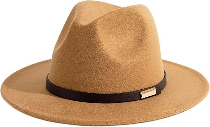 Fedora Hats for Men Wide Brim Panama Hat with Classic Belt