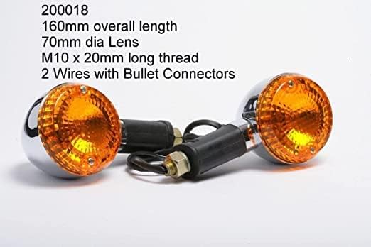 Image of Road Religion Original Front /Rear Swiss Indicator /Blinker Set for Bullet, Classic, Standard, Electra, Thunderbird (Pair of 2, Orange Lens- Universal)