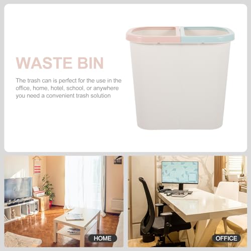 Image of PRETYZOOM Sorting Trash Can Dual Trashcan Home Wastebasket White Pedal Bin Garbage Bin Home Garbage Can Waste Container Dual Trash Can Plastic Can Container