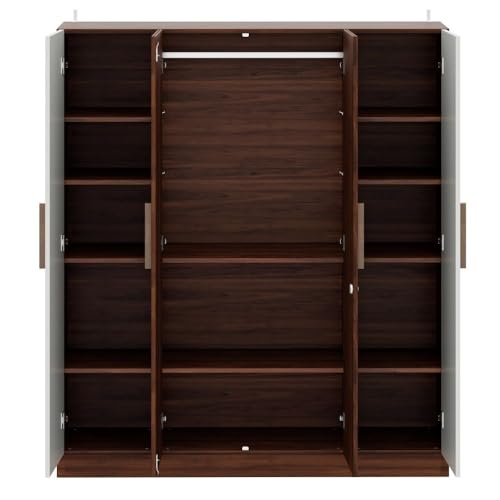 Image of Wakefit Wardrobe | 1 Year Warranty | Engineered Wood Almirah, Cupboard for Clothes Storage | 4 Door, 1 Hanging Space | Irena - Frosty White & Columbia Walnut